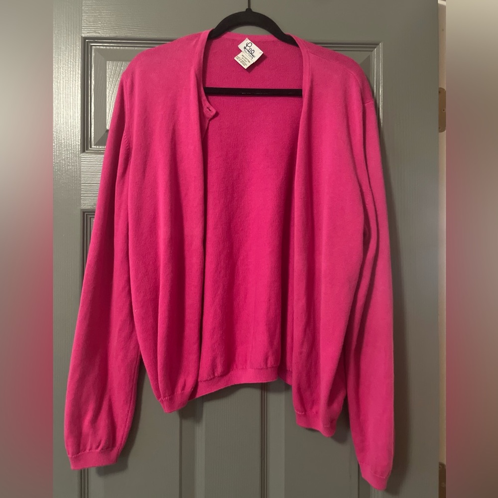 Lilly Pulitzer Hot Pink Open Cardigan Sweater